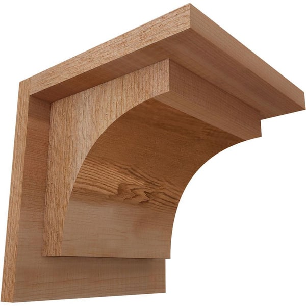 Ekena Millwork 8 in. x 8 in. x 8 in. Western Red Cedar Huntington Rough Sawn Corbel with Backplate