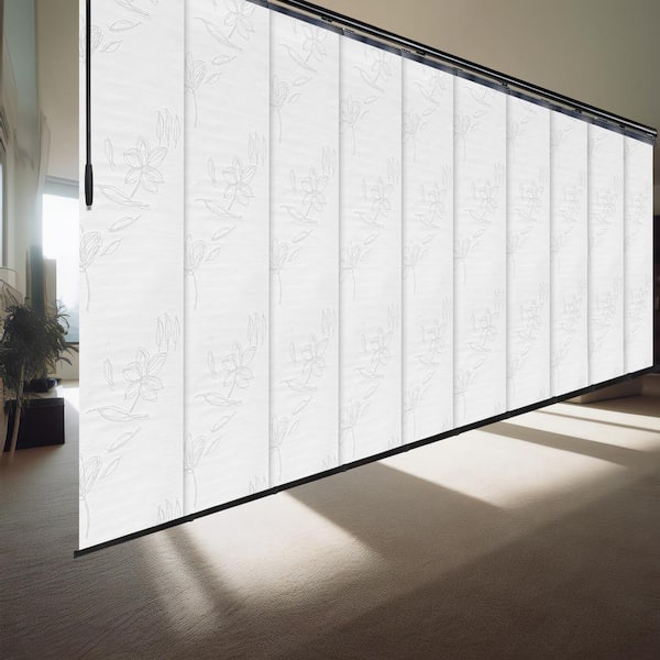 EMOH Primrose 120 in. - 218 in. W x 116 in. L Adjustable 10-Panel Black Double Rail Panel Track with 23.5 in. Slates