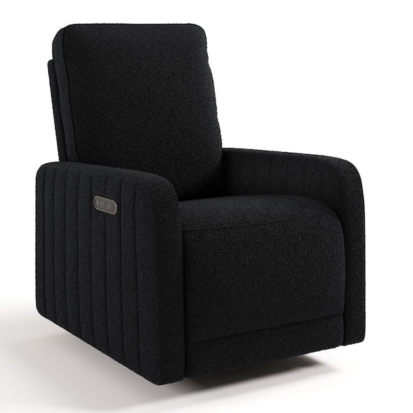 Kyoto Black Boucle Deluxe Nursery Power Recliner Swivel Glider