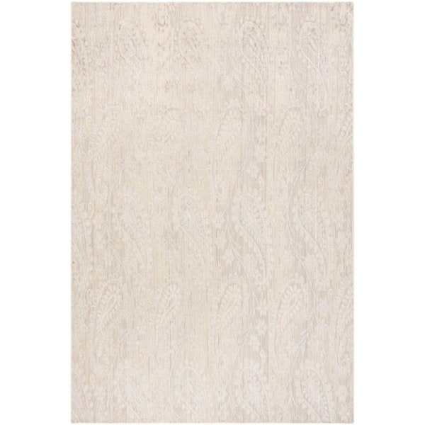 Mirage 6 ft. x 9 ft. Ivory/Silver Geometric Floral Leafs Area Rug