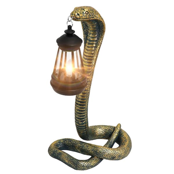 Bronze Solar Snake Statue Lantern, Waterproof Outdoor Garden Yard Art Decor for Patio Porch Gift, Halloween Decor