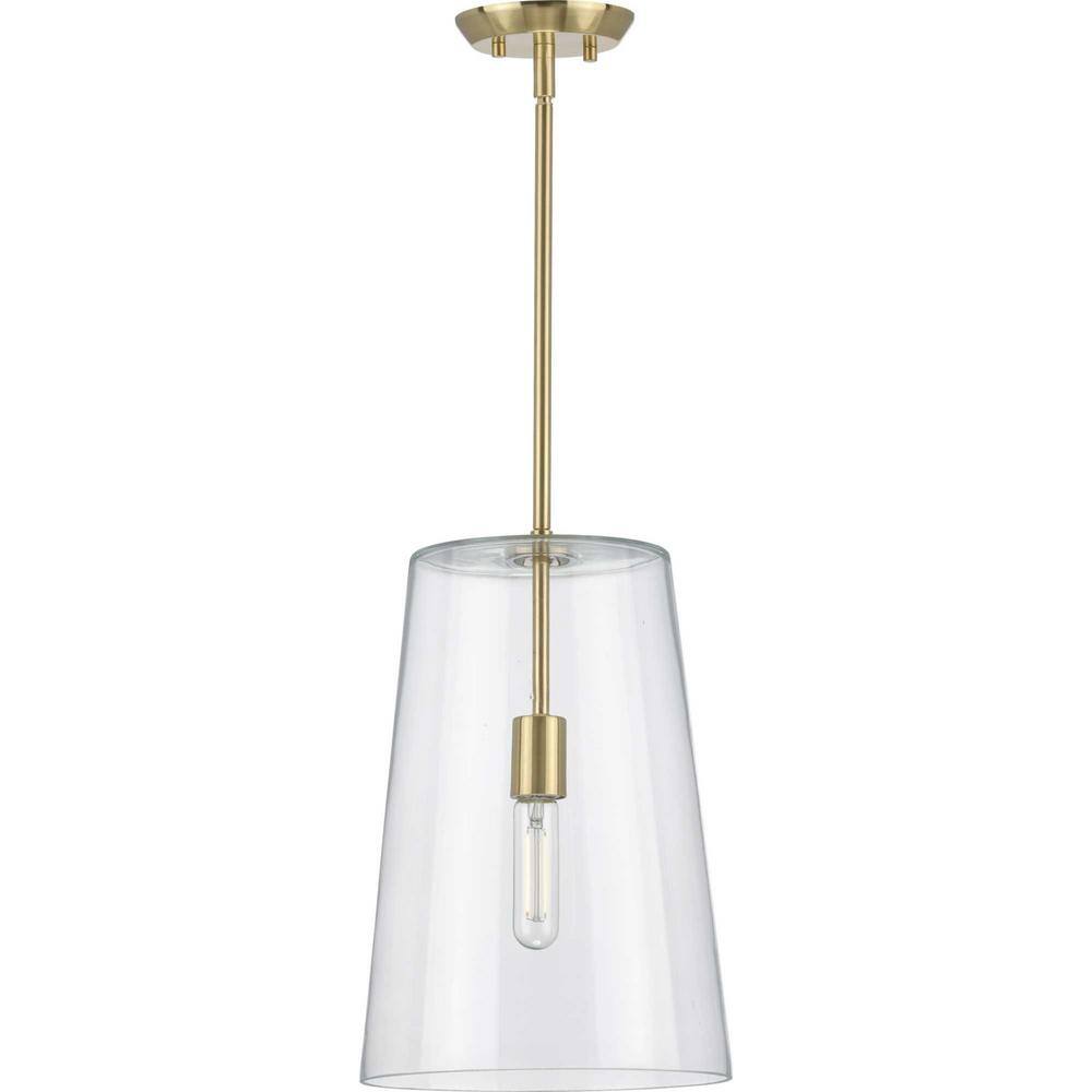 Clarion Satin Brass and Glass Pendant Light