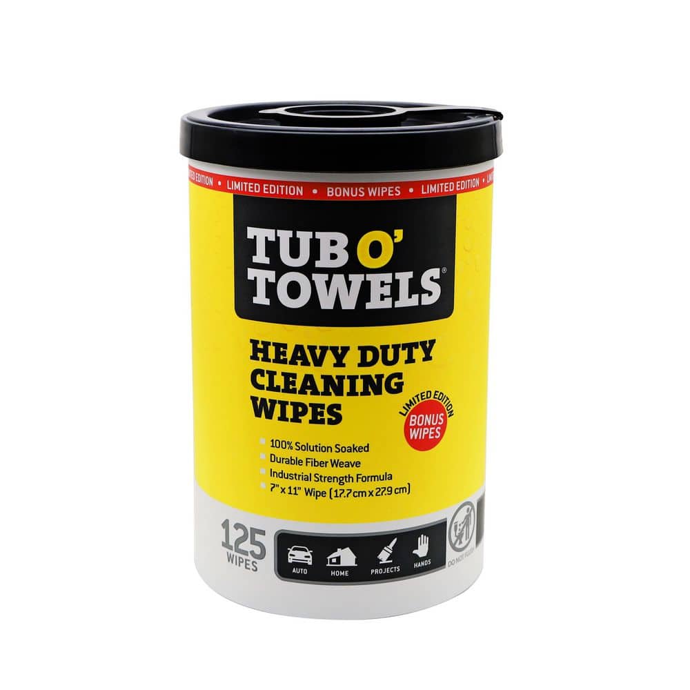 Tub O' Towels Heavy-Duty Cleaning Wipes, Large 10 x 12, 90 Wipes