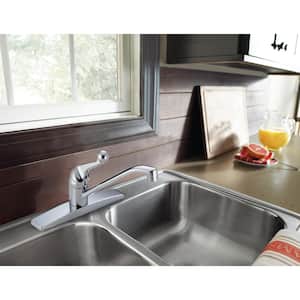 Classic Single-Handle Standard Kitchen Faucet in Chrome with Fittings