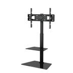 Heavy Duty Swivel Floor Stand Mount with Shelves For 37-70 inch TV's up to 88lbs with Sleek Glass Base and 35° Swivel