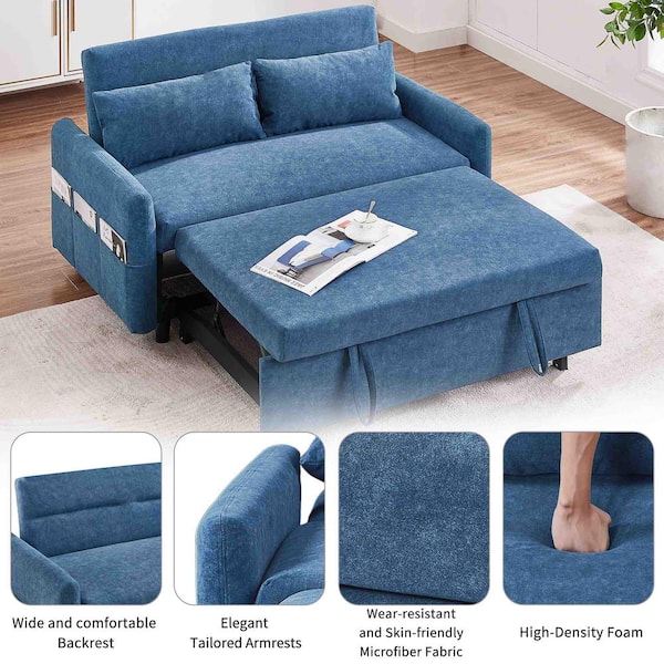Polibi 55.1 in. Square Arm Microfiber Rectangle Sofa with