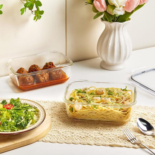 2 Pack 63oz Large Glass Food Containers with Airtight Leakproof Lids, Oven Microwave Freezer Safe Storage Set