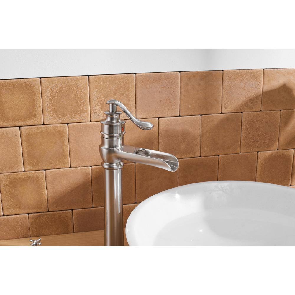Brushed Nickel Single Handle Vessel Sink Faucet with Pop-Up Drain