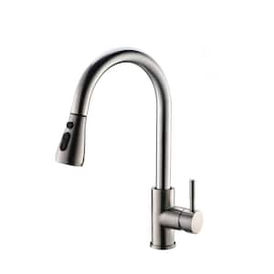 Single Handle Touch Pull Down Sprayer Kitchen Faucet with Dual Function Sprayhead in Brushed Nickel