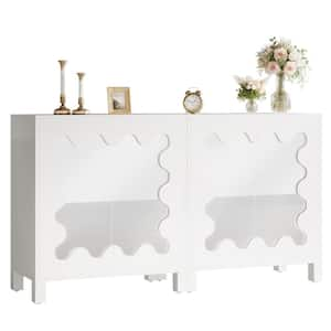 Ahlivia White Wood 59 in. Modern Sideboard Buffet Cabinet, Kitchen Coffee Cabinet with Storage