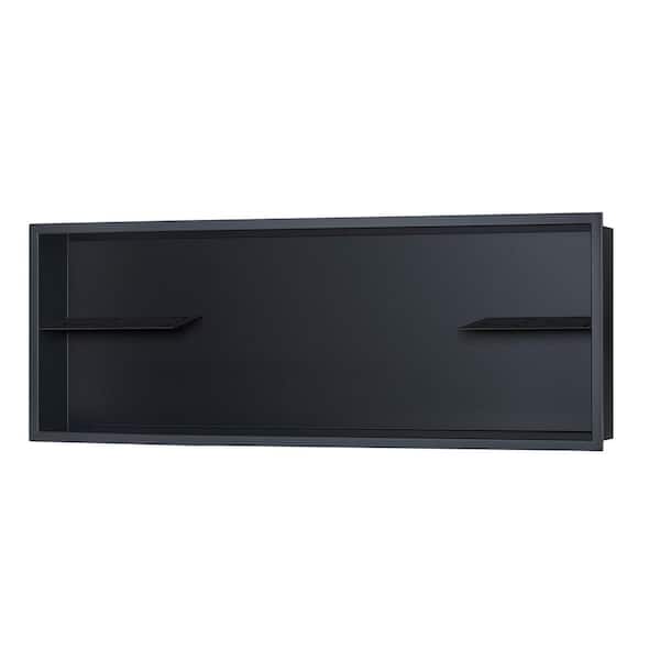 36.6 in. W x 13 in. H x 4 in. D Stainless Steel 2-Accessory Shelf Recessed Shower Niche in Matte Black