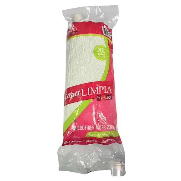 casa LIMPIA XL White Mop Head 1 in. Screw on String Mop Microfiber Mop Head Ultra Absorbent Wet Mops 1-Each