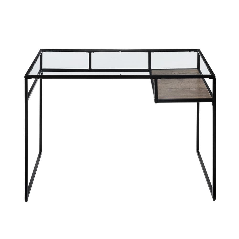 Romina 52'' Black Glass-Top Occasional Table with Espresso X-Shaped Base