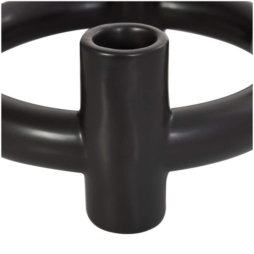 Black and White Ceramic Geometric Circle Candle Holders, Set of 2