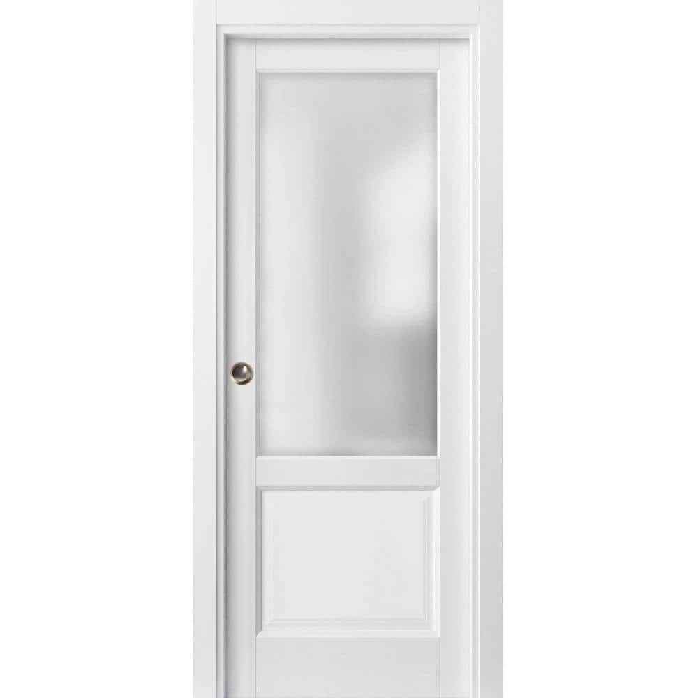 Assemble Required 1422 28 in. x 96 in. 1-Panel White Finished Pine Wood Sliding Door with Pocket Hardware price history on PriceWatchPro