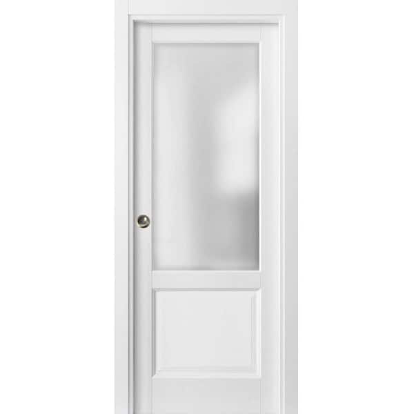 Sartodoors 1422 24 in. x 80 in. 1 Panel White Finished Pine Wood Sliding Door with Pocket Hardware