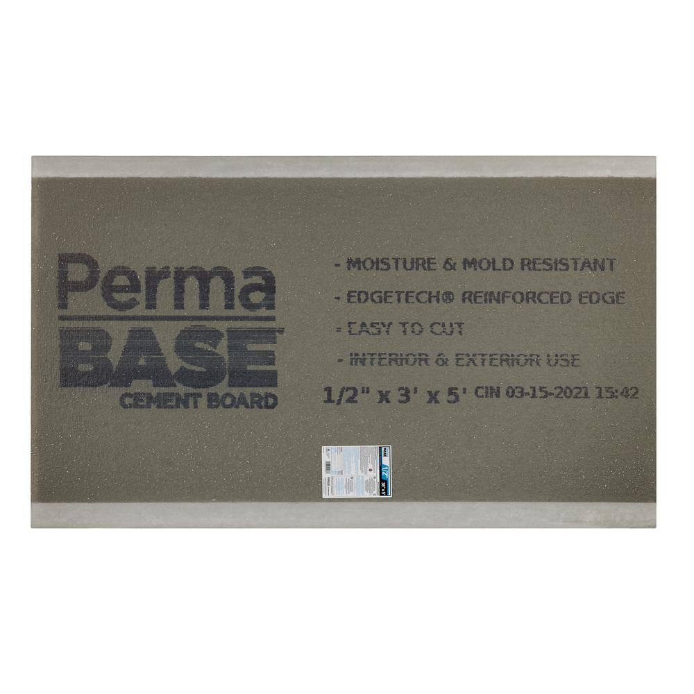 Permabase 1 2 In X 3 Ft X 5 Ft Cement Board 50000056 The Home Depot