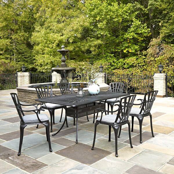 HOMESTYLES Capri Charcoal Gray Oval Cast Aluminum Outdoor Dining