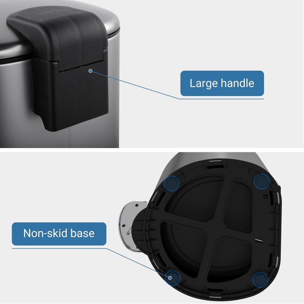 Black Stainless Steel 1.85 Gallon Step-On Trash Can