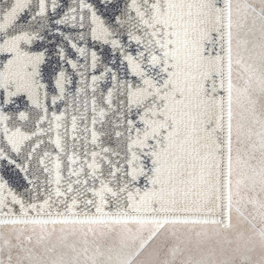 Gray Floral Synthetic Easy Care Rectangular Area Rug