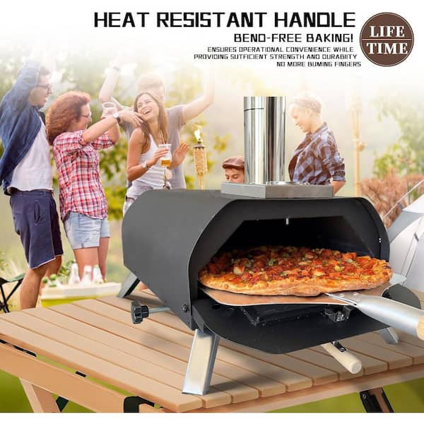 LAIFUCAM 7-Piece Stainless Steel and Wood Pizza Oven Accessory Set