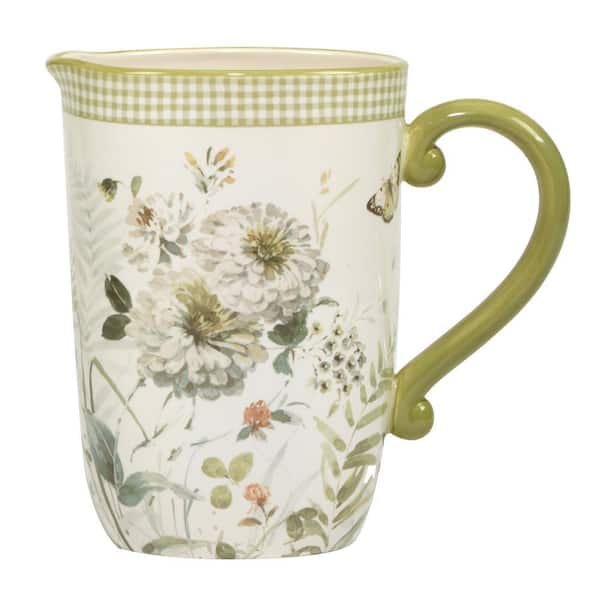 Certified International Green Fields 99.7 fl.oz. Assorted Colors Earthenware Pitcher