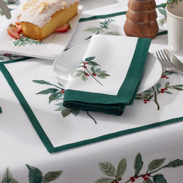 Company Cotton Floral Berry 19 in. W x 19 in. H Green Cotton Napkins Set of 4