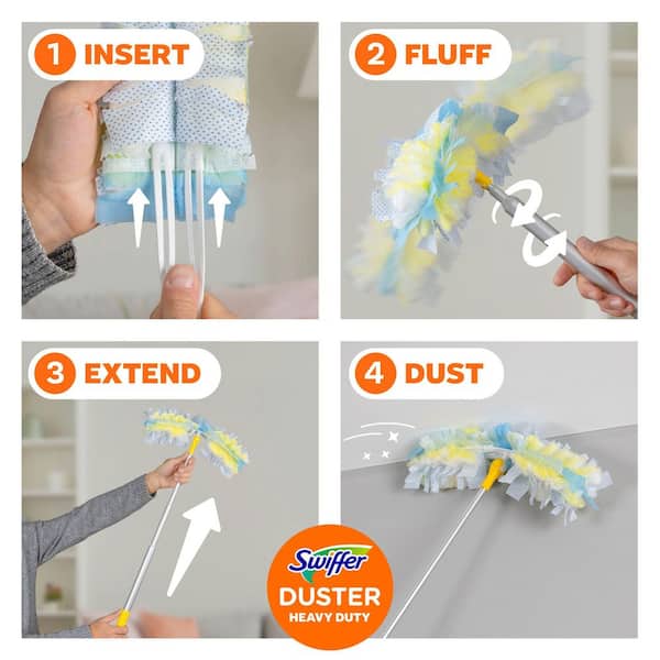 Swiffer Duster Kit with 6 ft Super Extendable Handle, Heavy Duty Starter Kit with 8 Refills