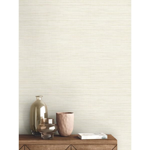 30.75 sq. ft. Soft Dune The Landon Faux Grasscloth Vinyl Peel and Stick Wallpaper Roll