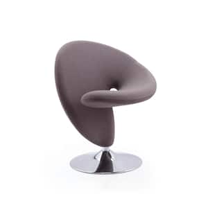 Curl Grey and Polished Chrome Wool Blend Swivel Accent Chair