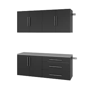 HangUps 60 in. W x 72 in. H x 16 in. D Composite 4-Piece Garage Storage System in Black with Melamine Worktop