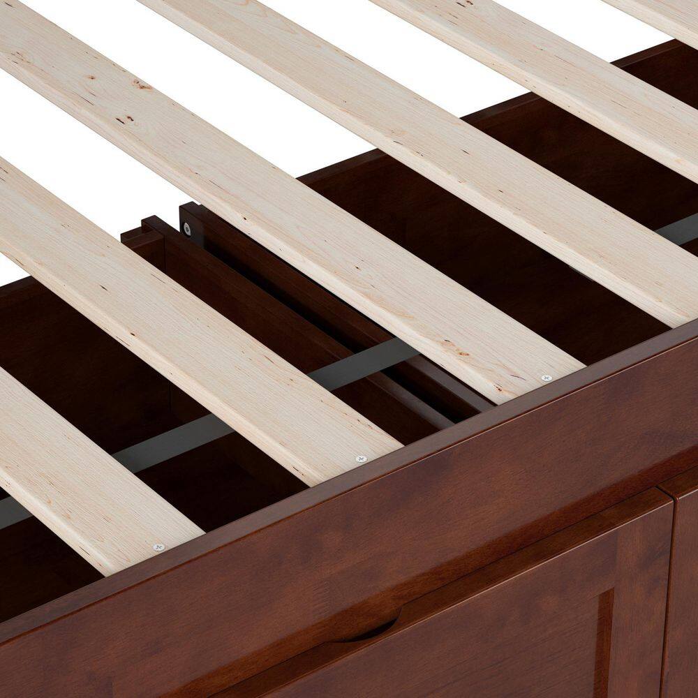 Acadia Walnut Twin Wood Daybed with 2 Storage Drawers