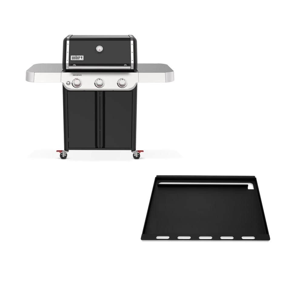 Genesis E-315 3-Burner Liquid Propane Gas Grill in Black with Full Size Griddle Insert -  Weber, 1500757