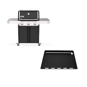 Genesis E-315 3-Burner Liquid Propane Gas Grill in Black with Full Size Griddle Insert