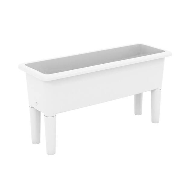 ANGELES HOME 2 PCS 31.5 in. x 12 in. x 16 in. Raised Garden Beds Self-Watering Planter Box with Detachable Legs, Drainage Hole-White
