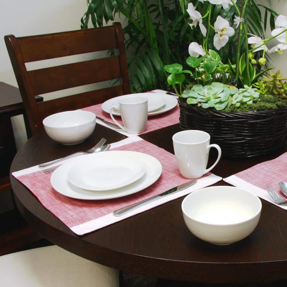 Elegant White Porcelain Dinnerware Set, Service for 4