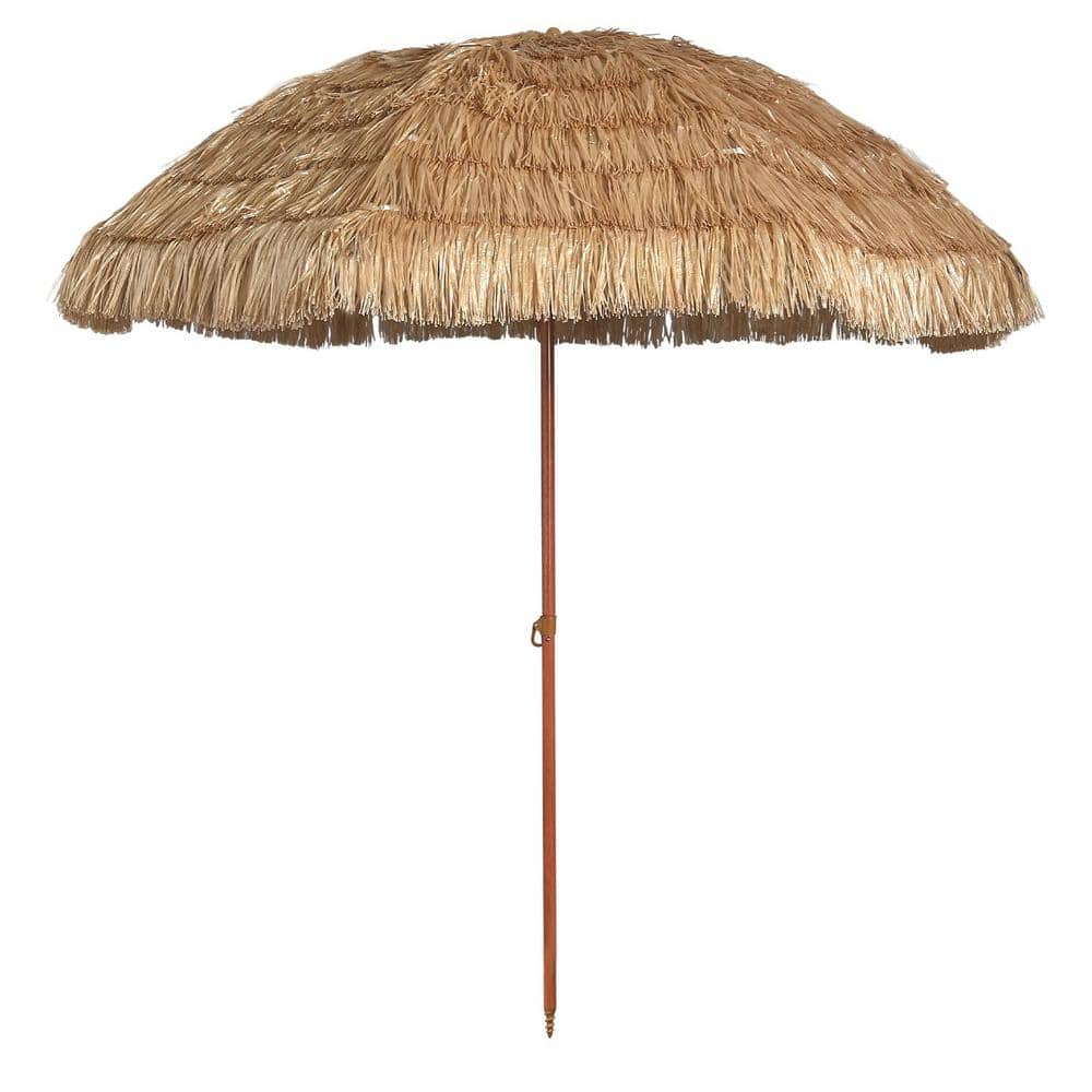 7.5 ft. Tiki Umbrella Beach Umbrella, Hawaiian Style Umbrella, in Solid Col