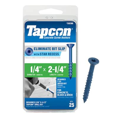 Tapcon 1/4 in. x 2-1/4 in. Star Flat-Head Concrete Anchors (25-Piece) 28280