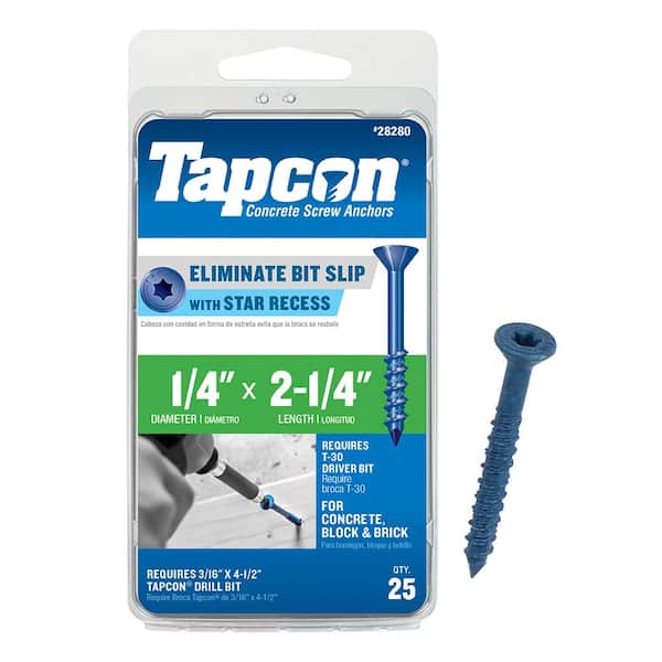 Tapcon 1/4 in. x 2-1/4 in. Star Flat-Head Concrete Anchors (25-Pack)