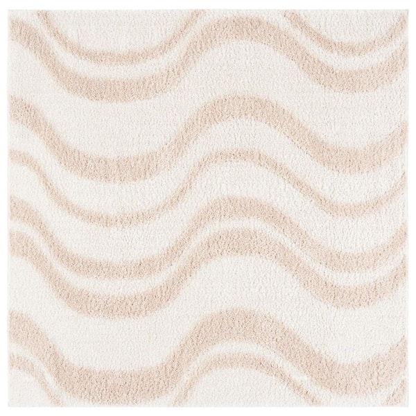 SAFAVIEH Norway Beige/Ivory 7 ft. x 7 ft. Abstract Striped Square Area Rug