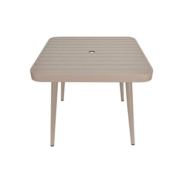 TWT Champagne 33.5 in. x 33.5 in. Square Aluminum Outdoor Dinning Table