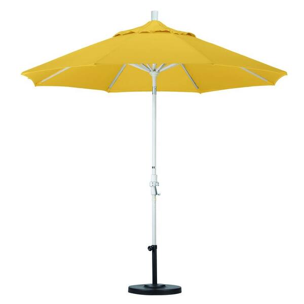 California Umbrella 9 ft. Aluminum Collar Tilt Patio Umbrella in Lemon Olefin
