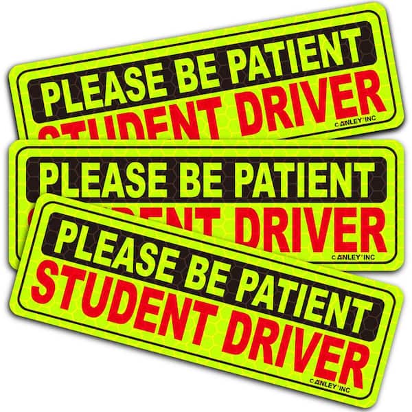 ANLEY 10 in. x 3.3 in. Reflective Student Driver Magnetic Car Signs Please Be Patient Student Driver