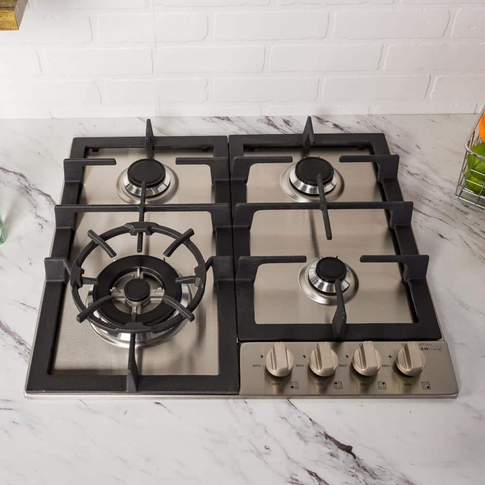 24-Inch Stainless Steel Gas Cooktop with Cast Iron Grates