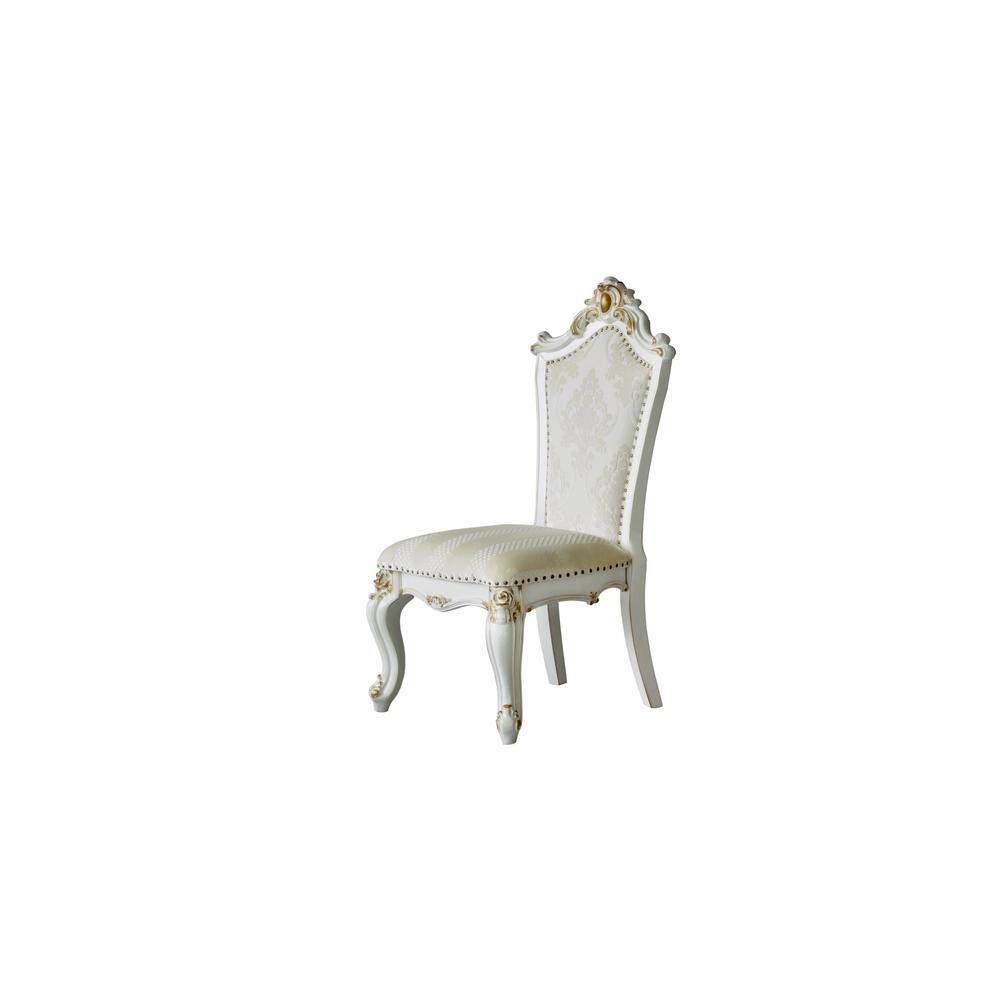 Elegant Beige Faux Leather Upholstered Side Chair with Queen Anne Legs