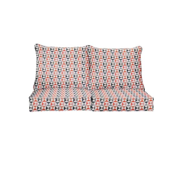 SORRA HOME 23 in. x 23.5 in. Sunbrella Array Dawn Deep Seating Indoor/Outdoor Loveseat Cushion
