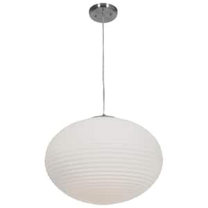 Callisto 3-Light Brushed Steel Shaded Pendant Light with Glass Shade