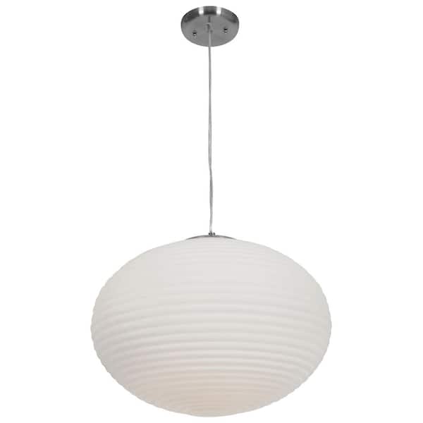 Access Lighting Callisto 3-Light Brushed Steel Shaded Pendant Light with Glass Shade