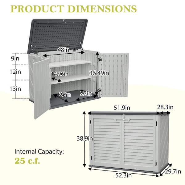 平棚 1450x350x300 52.3 in. W x 29.7 in. D x 38.9 in. H HDPE Plastic Outdoor Storage