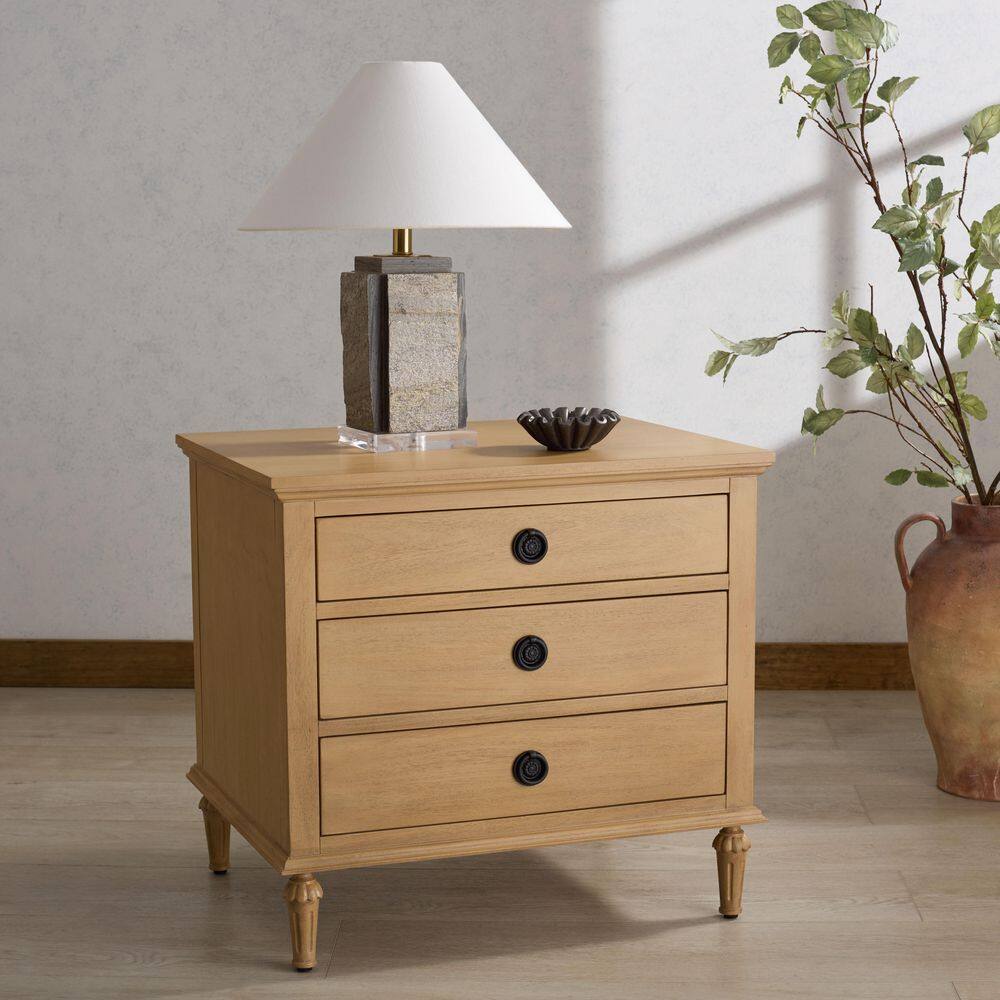 Lisabet Light Oak 3 Drawer Nightstand